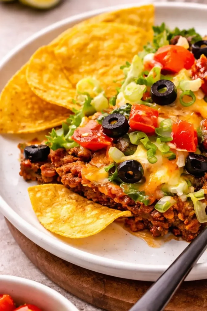 Crockpot Vegan Layered Taco Casserole