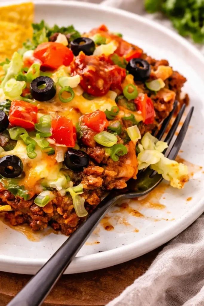 Crockpot Vegan Layered Taco Casserole