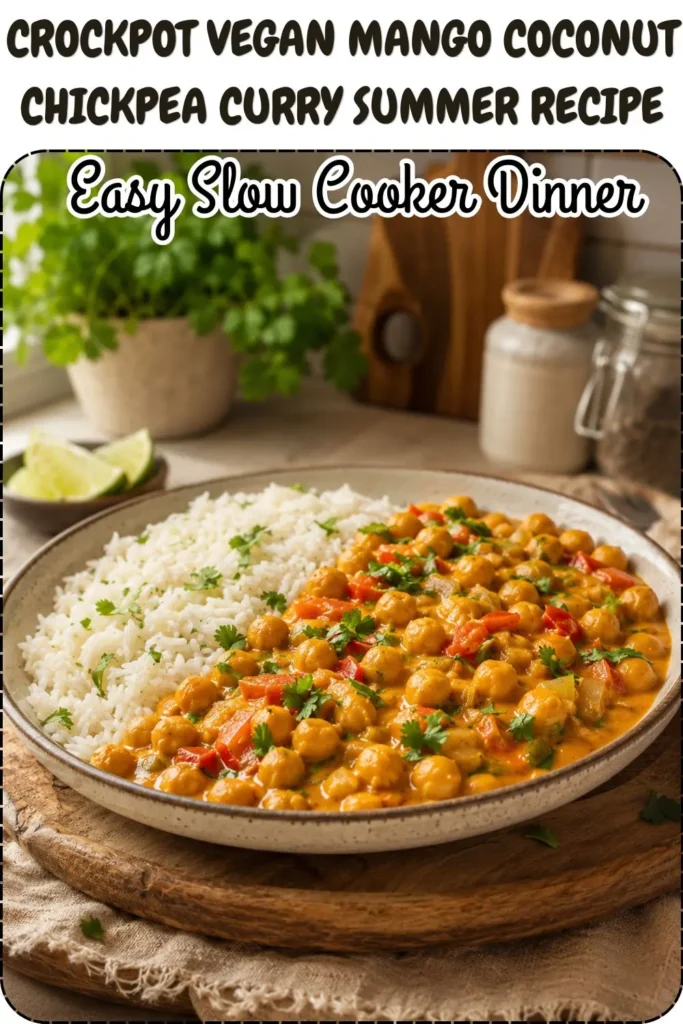 Crockpot Vegan Mango Coconut Chickpea Curry Summer recipe