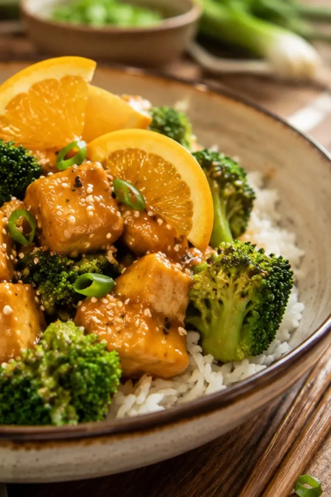 Crockpot Vegan Orange Tofu with Jasmine Rice
