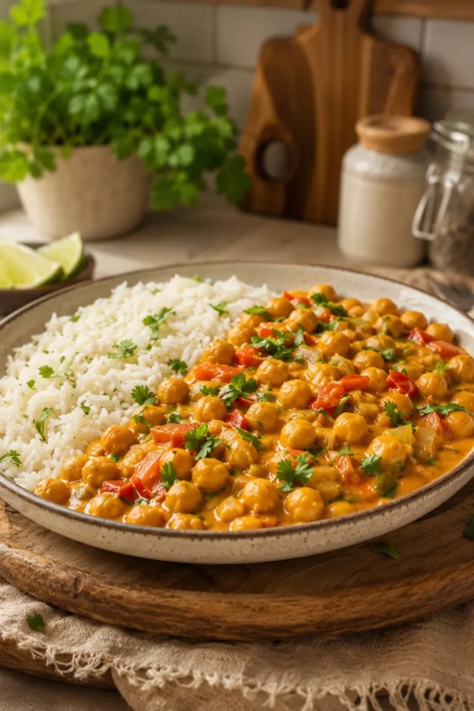 Crockpot Vegan Mango Coconut Chickpea Curry Summer recipe