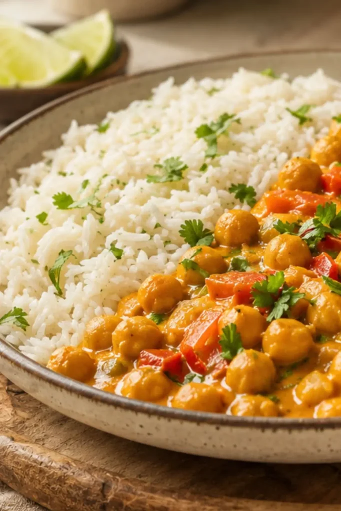 Crockpot Vegan Mango Coconut Chickpea Curry Summer recipe