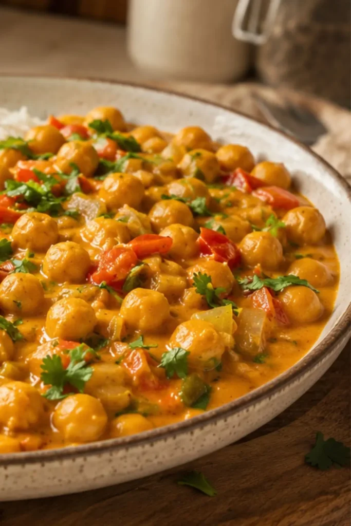 Crockpot Vegan Mango Coconut Chickpea Curry Summer recipe