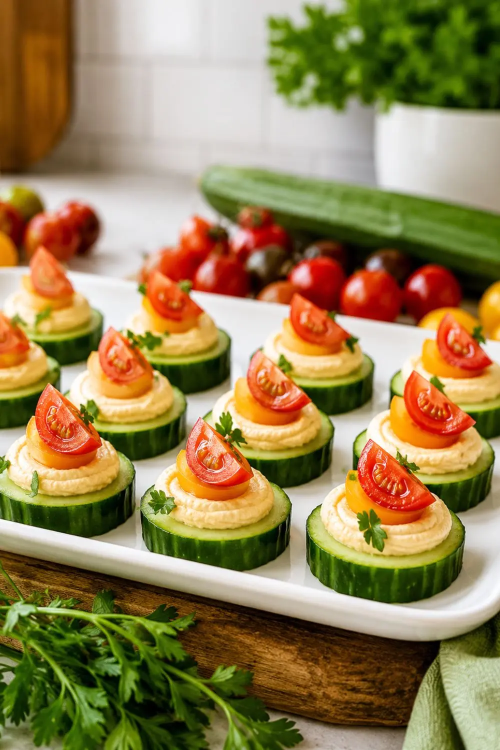 Cucumber and Hummus Bites