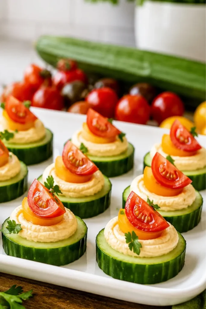 Cucumber and Hummus Bites