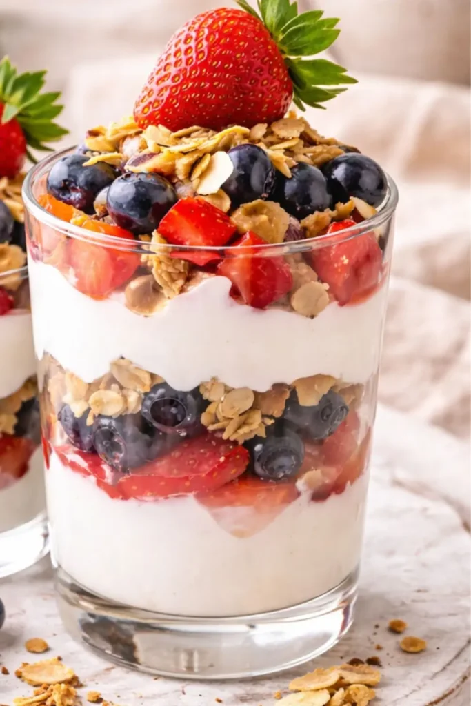 Easy Baked Vegan Granola with Summer Fruit Parfait