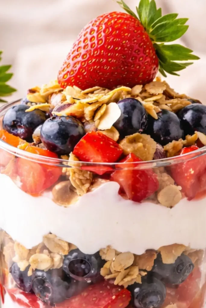 Easy Baked Vegan Granola with Summer Fruit Parfait