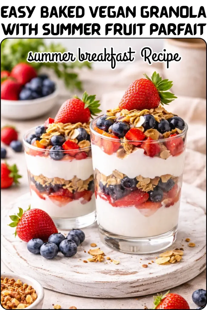 Easy Baked Vegan Granola with Summer Fruit Parfait