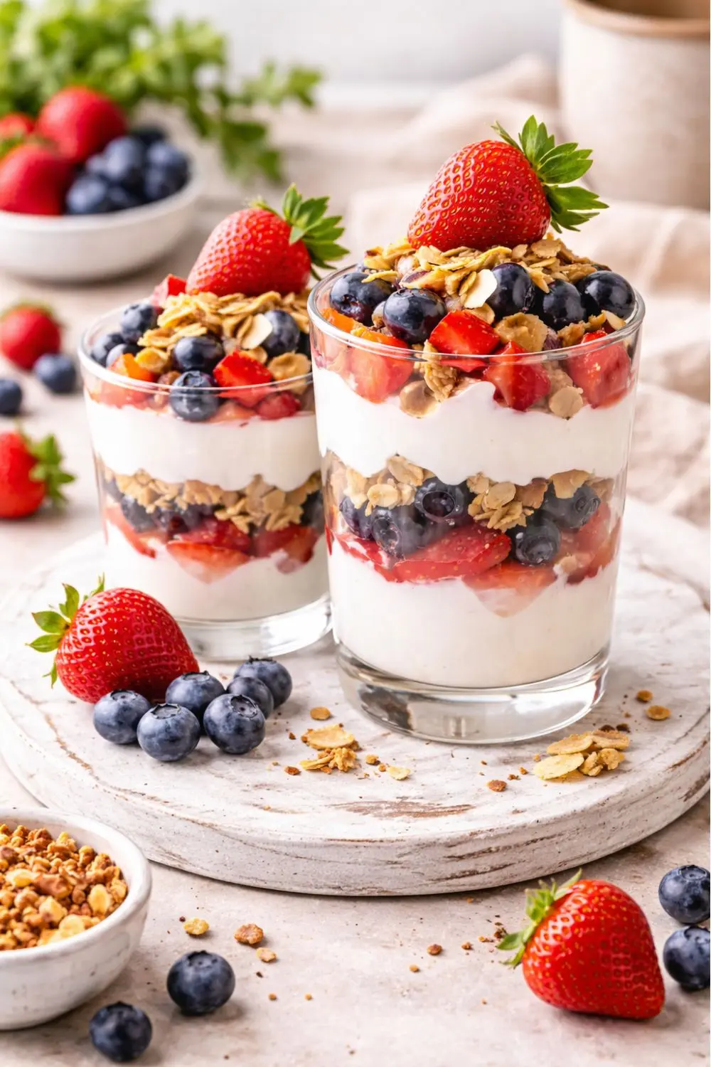Easy Baked Vegan Granola with Summer Fruit Parfait