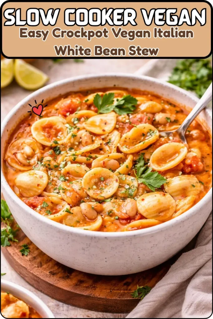 Easy Crockpot Vegan Italian White Bean Stew
