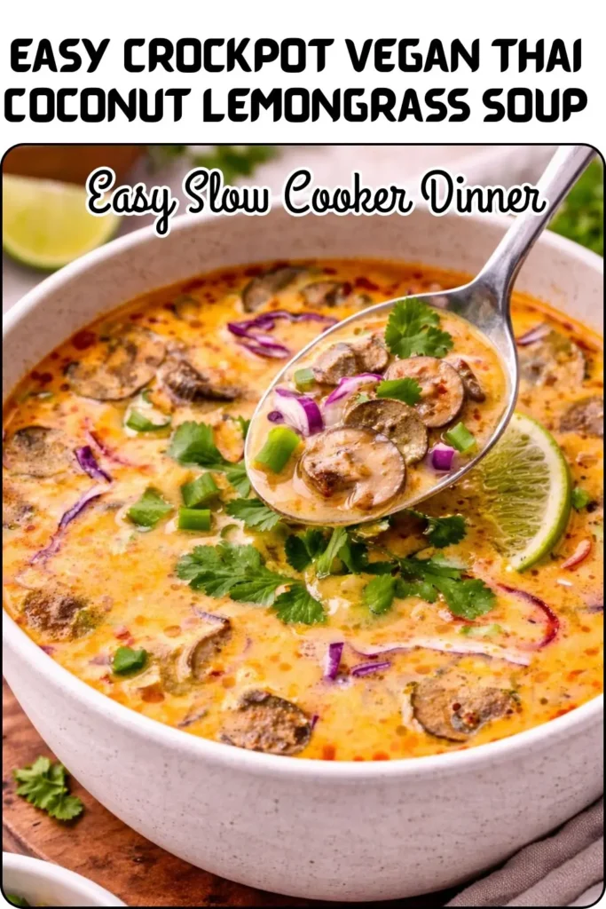 Easy Crockpot Vegan Thai Coconut Lemongrass Soup