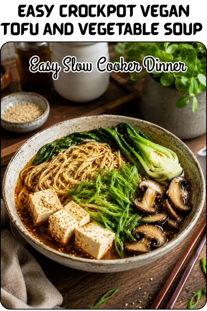 Easy Crockpot Vegan Tofu and Vegetable Soup