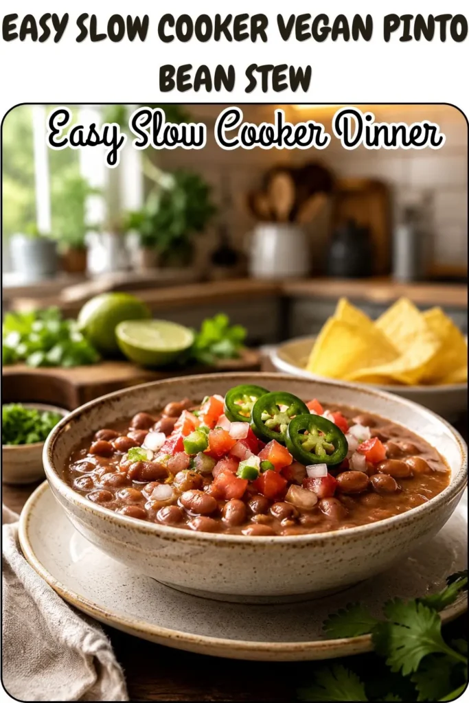 Easy Slow Cooker Vegan Pinto Bean Stew