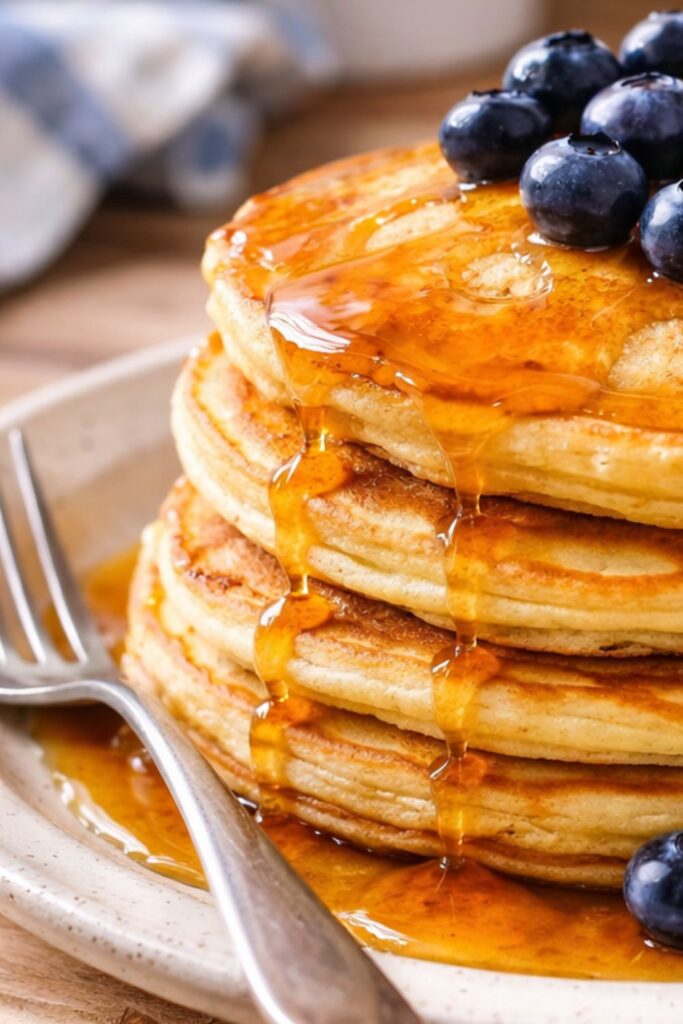 Easy Vegan Cornmeal Blueberry Pancakes