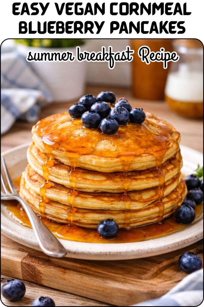Easy Vegan Cornmeal Blueberry Pancakes
