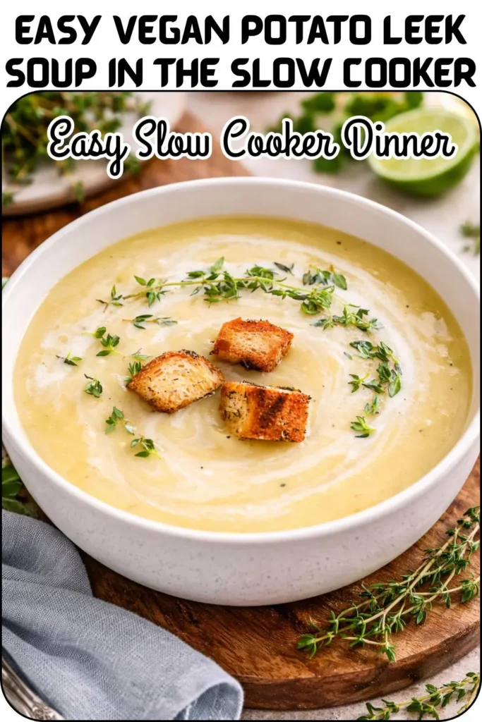 Easy Vegan Potato Leek Soup in the Slow Cooker