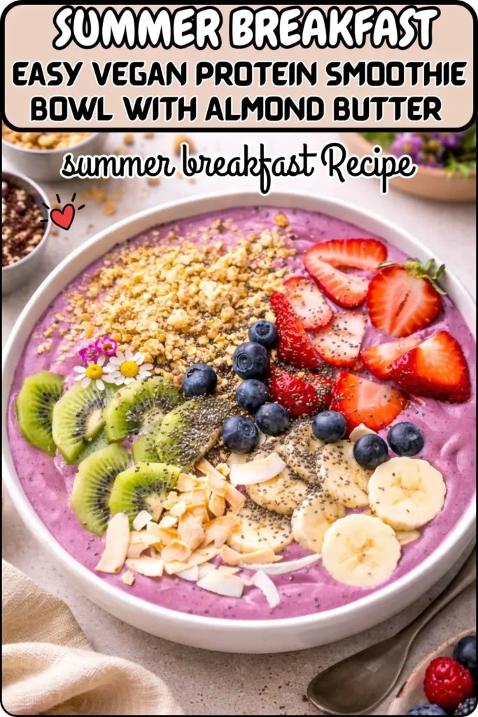 Easy Vegan Protein Smoothie Bowl with Almond Butter