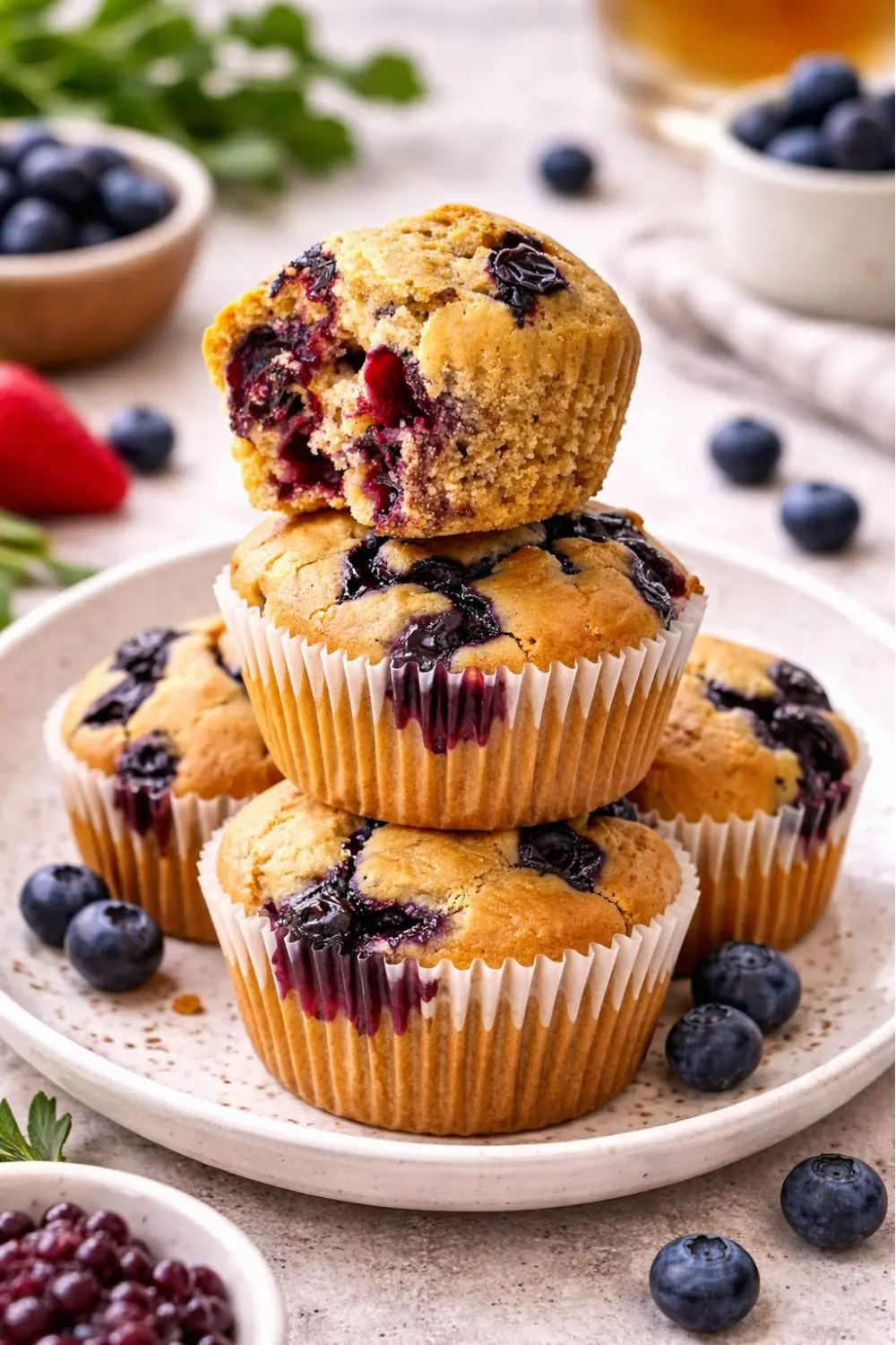 High-Protein Vegan Blueberry Protein Muffins