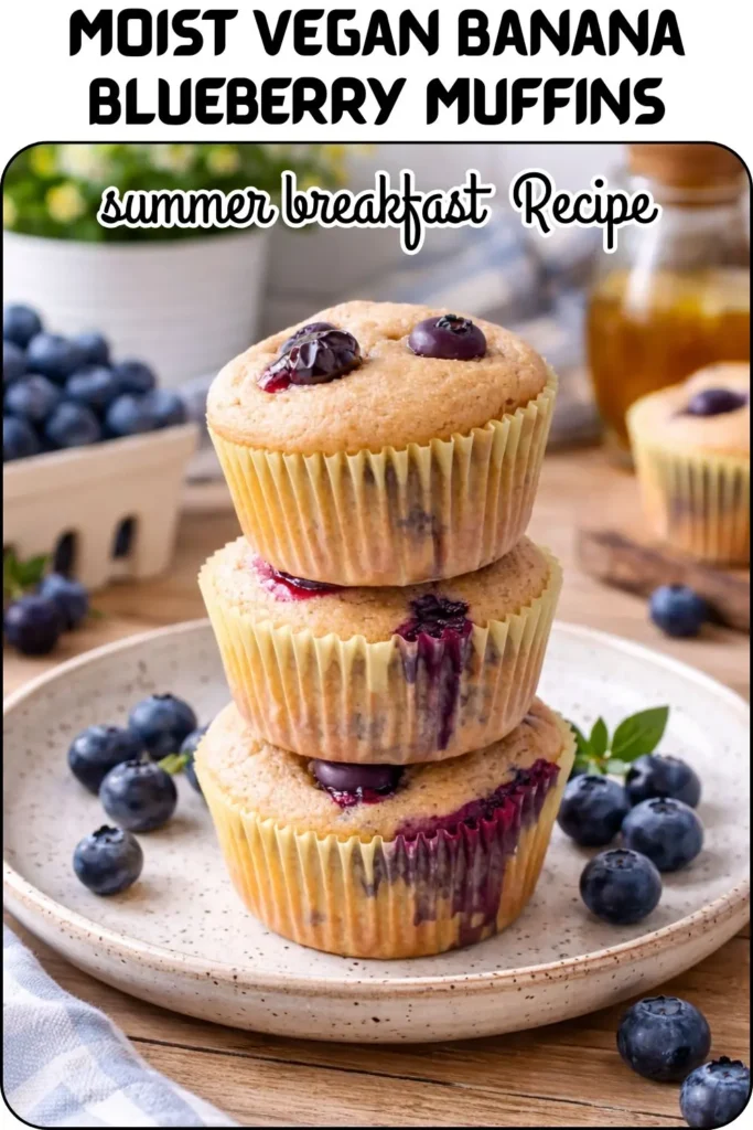 Moist Vegan Banana Blueberry Muffins