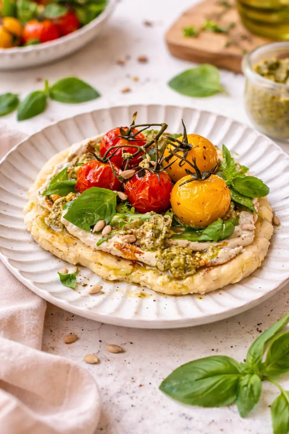 Plant-Based Summer Breakfast Flatbread with Pesto