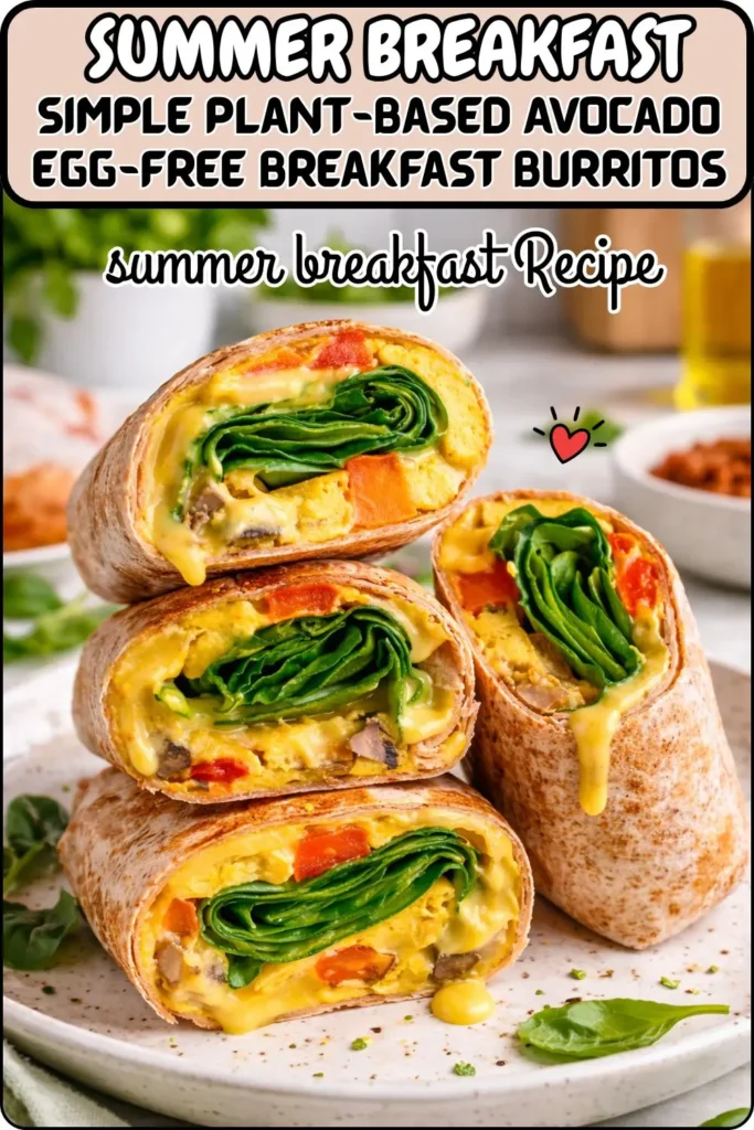 Simple Plant-Based Avocado Egg-Free Breakfast Burritos