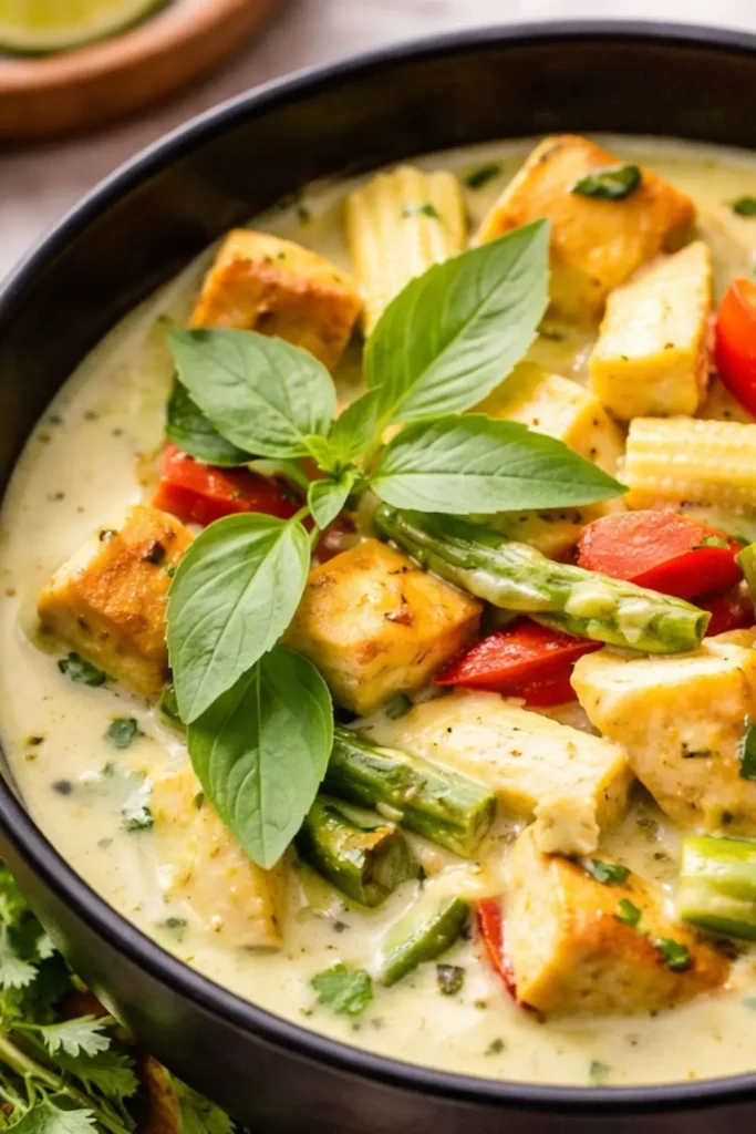Slow Cooker Vegan Green Curry with Tofu and Zucchini