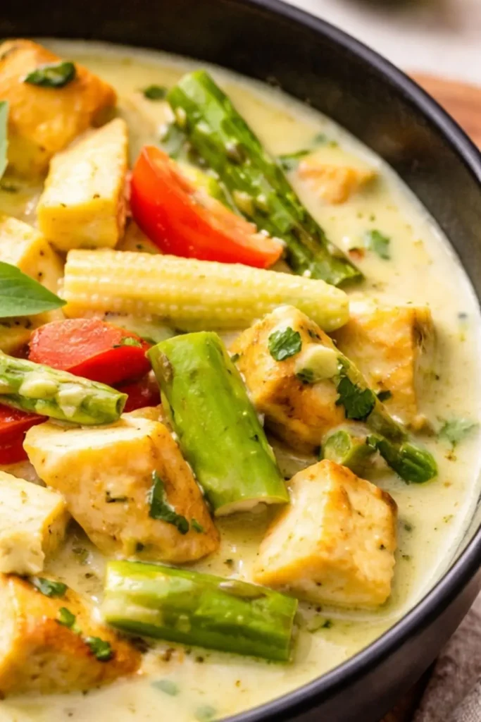 Slow Cooker Vegan Green Curry with Tofu and Zucchini