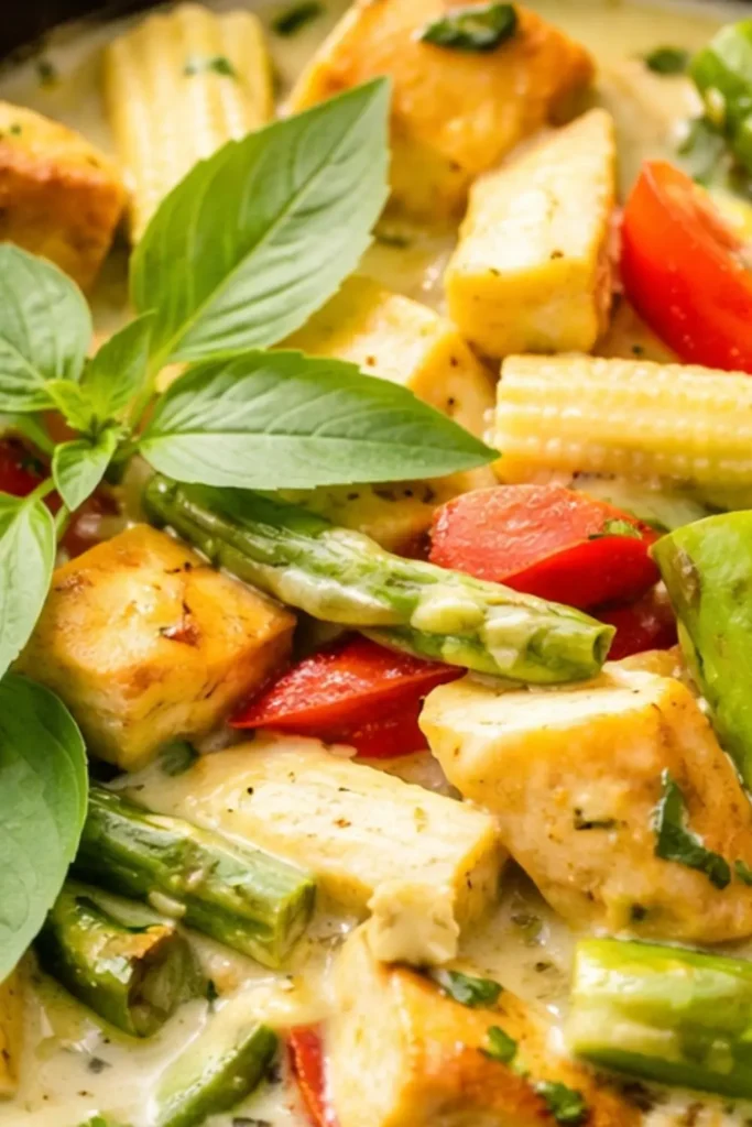 Slow Cooker Vegan Green Curry with Tofu and Zucchini