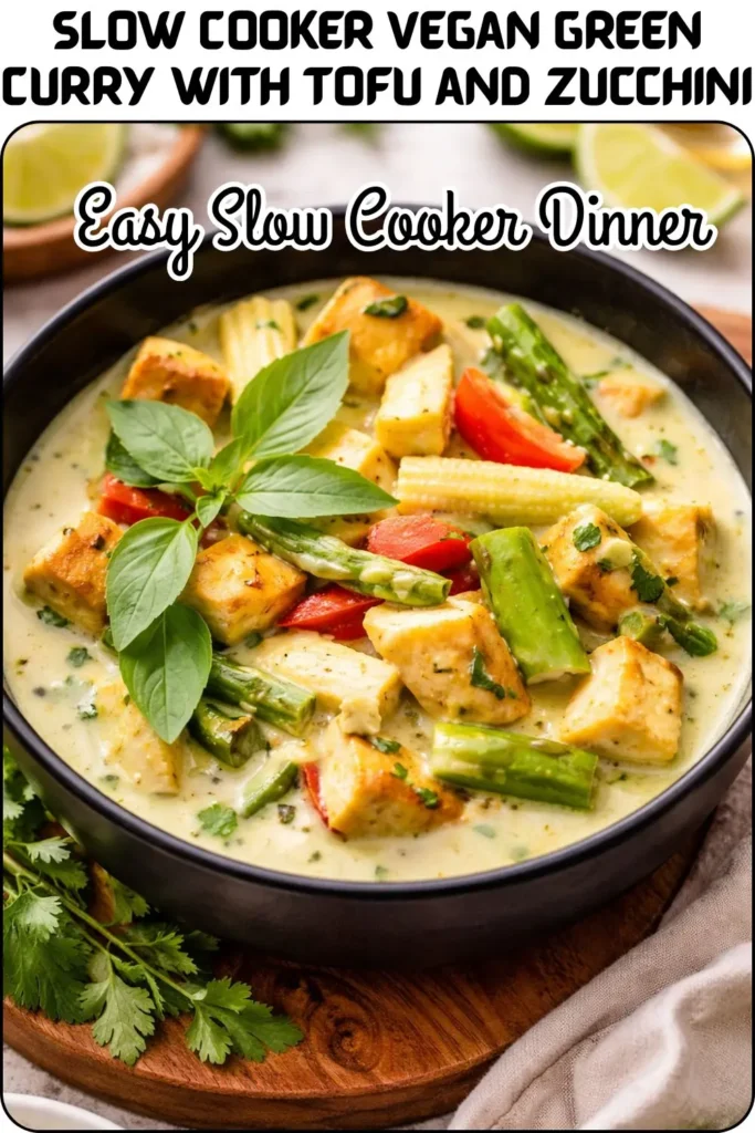 Slow Cooker Vegan Green Curry with Tofu and Zucchini