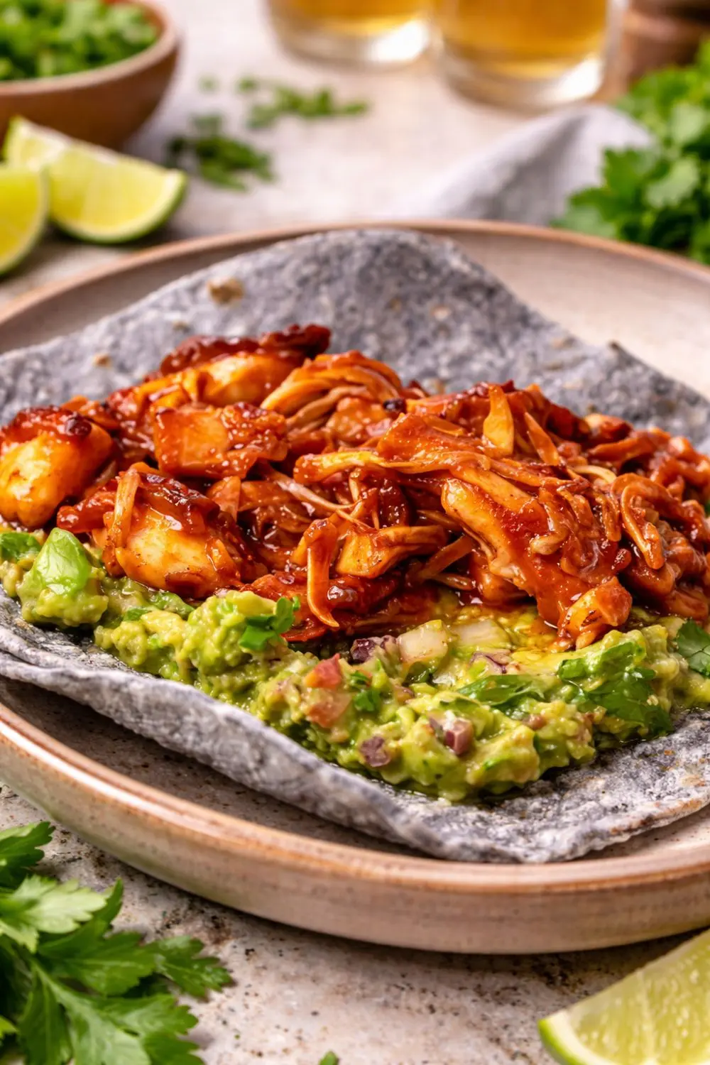 Slow Cooker Vegan Peach BBQ Jackfruit