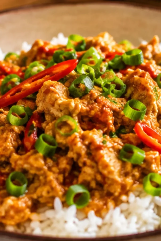 Slow Cooker Vegan Spicy Peanut Tofu