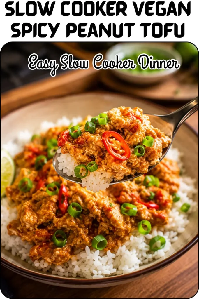 Slow Cooker Vegan Spicy Peanut Tofu