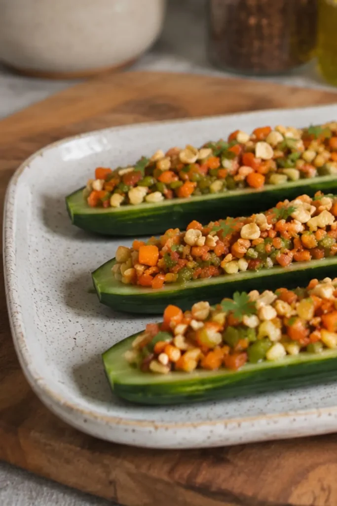 Slow Cooker Vegan Stuffed Zucchini Boats