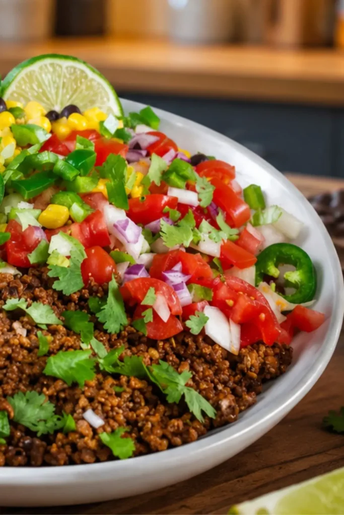 Slow Cooker Vegan Walnut Taco Meat Bowl