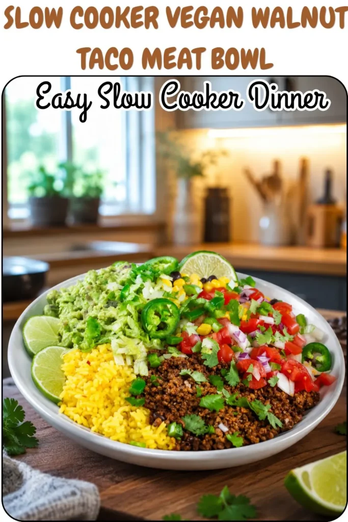 Slow Cooker Vegan Walnut Taco Meat Bowl
