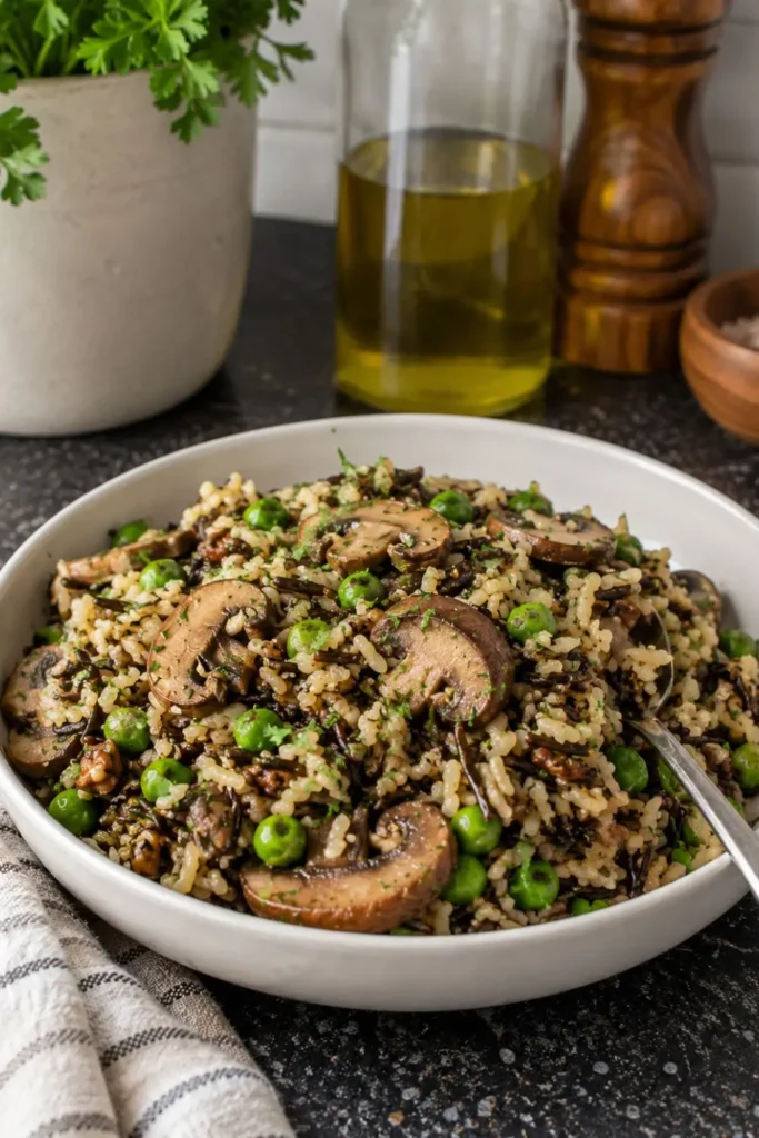 Slow Cooker Vegan Wild Rice and Mushroom Pilaf