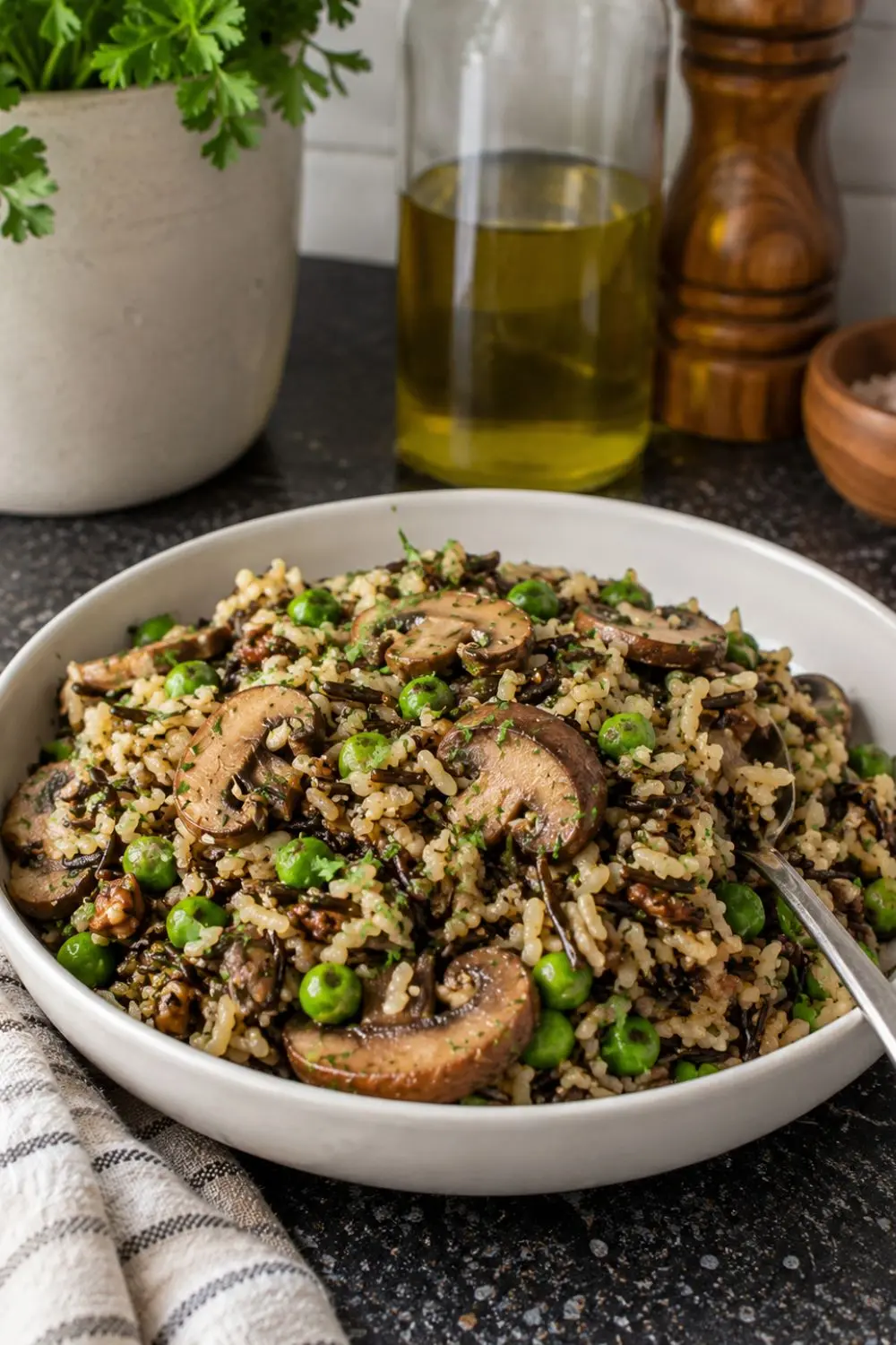 Slow Cooker Vegan Wild Rice and Mushroom Pilaf