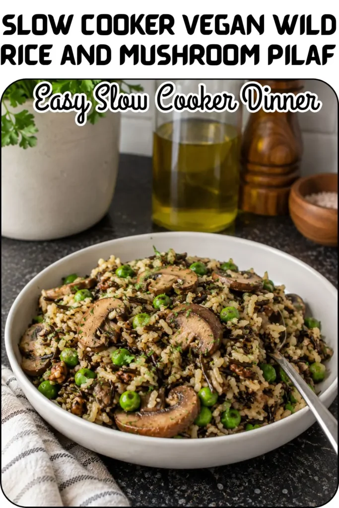 Slow Cooker Vegan Wild Rice and Mushroom Pilaf