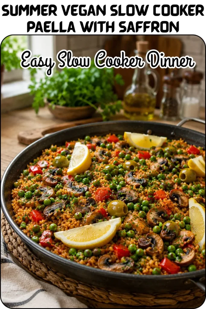 Summer Vegan Slow Cooker Paella with Saffron