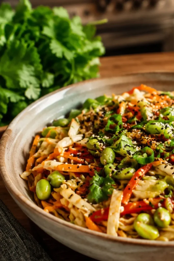 Summer Vegan Slow Cooker Peanut Noodles