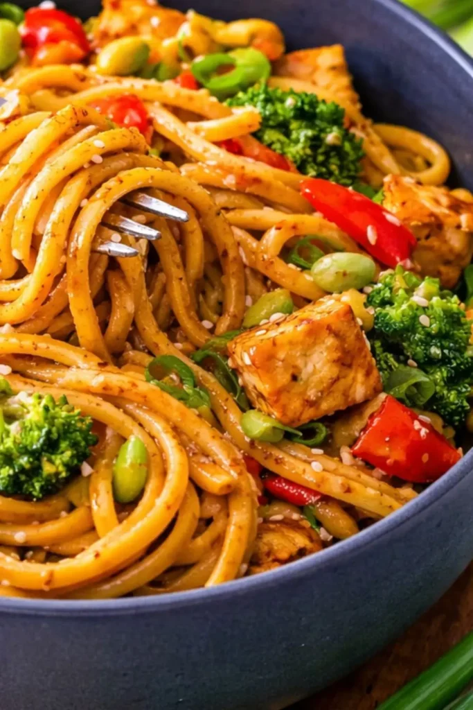 Summer Vegan Slow Cooker Peanut Noodles