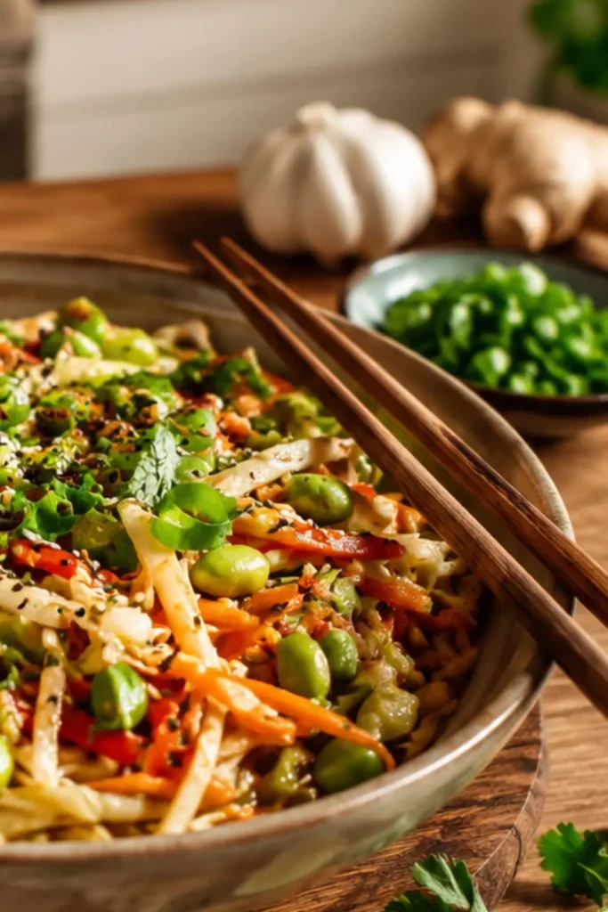 Summer Vegan Slow Cooker Peanut Noodles