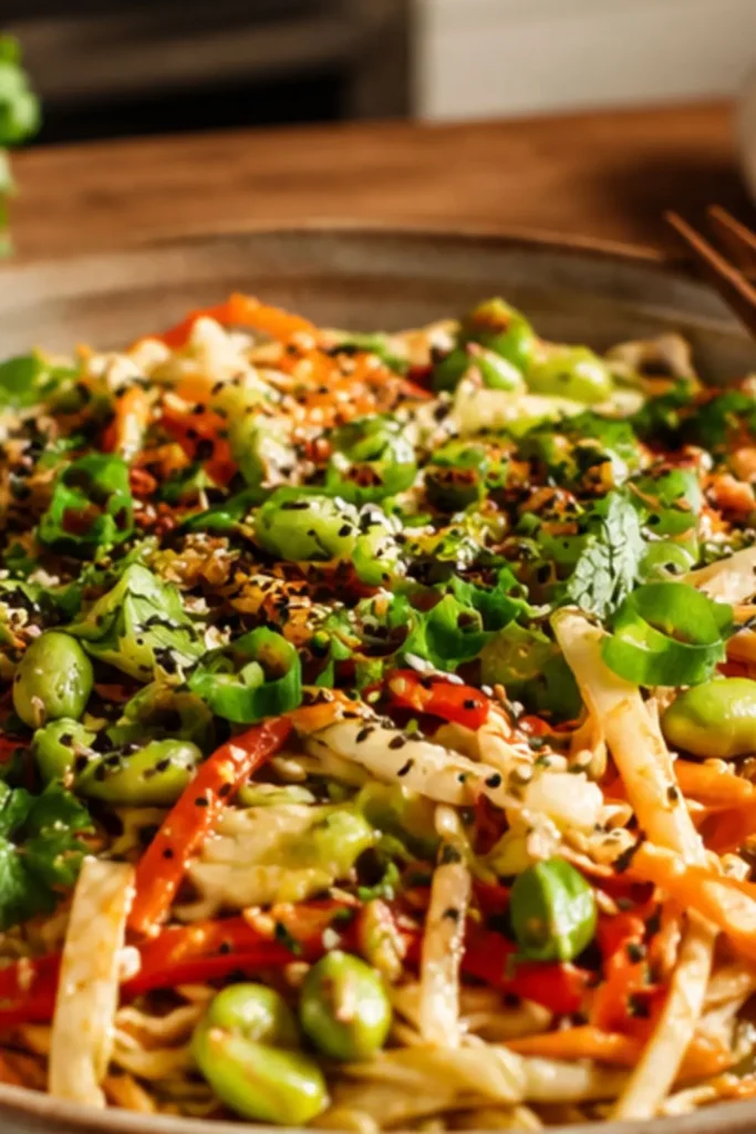 Summer Vegan Slow Cooker Peanut Noodles