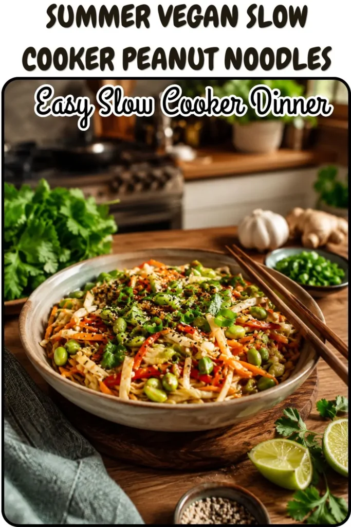 Summer Vegan Slow Cooker Peanut Noodles