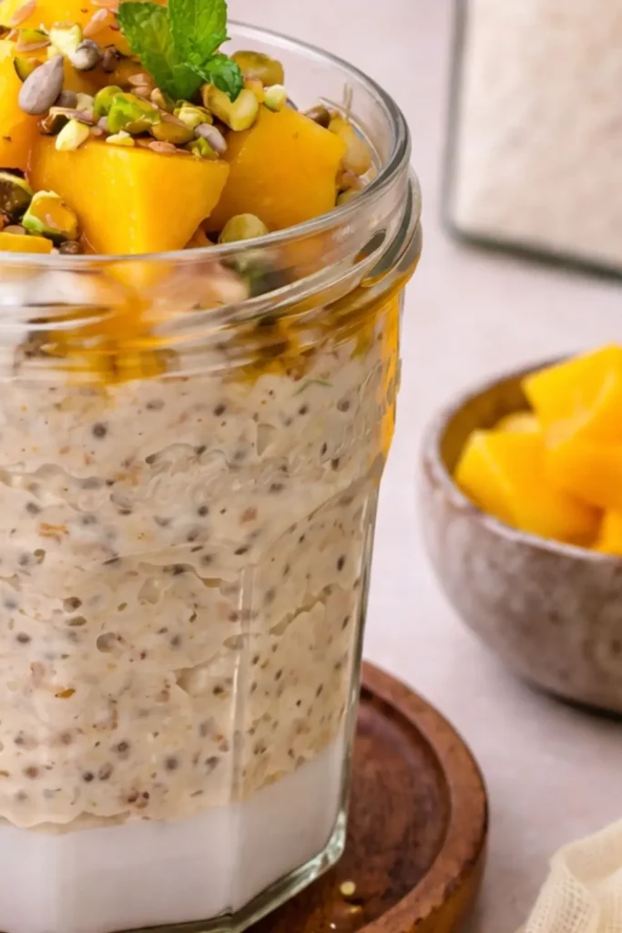 The BEST Vegan Mango Overnight Oats