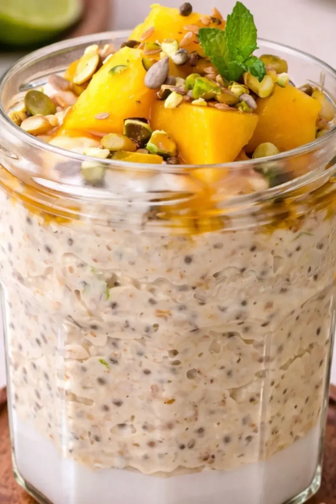 The BEST Vegan Mango Overnight Oats