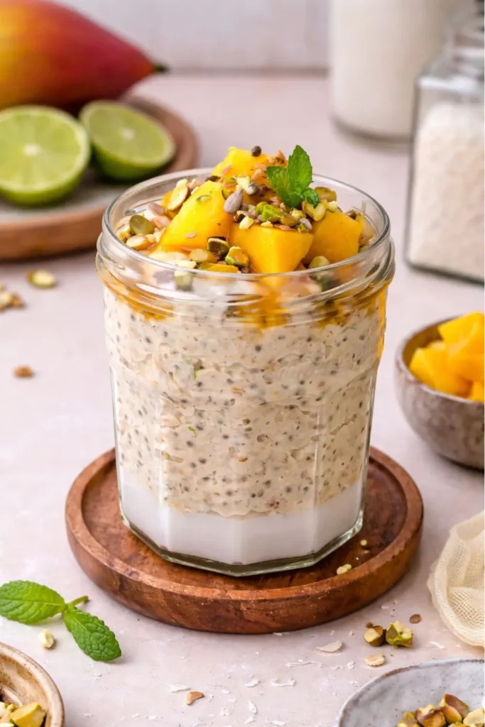 The BEST Vegan Mango Overnight Oats
