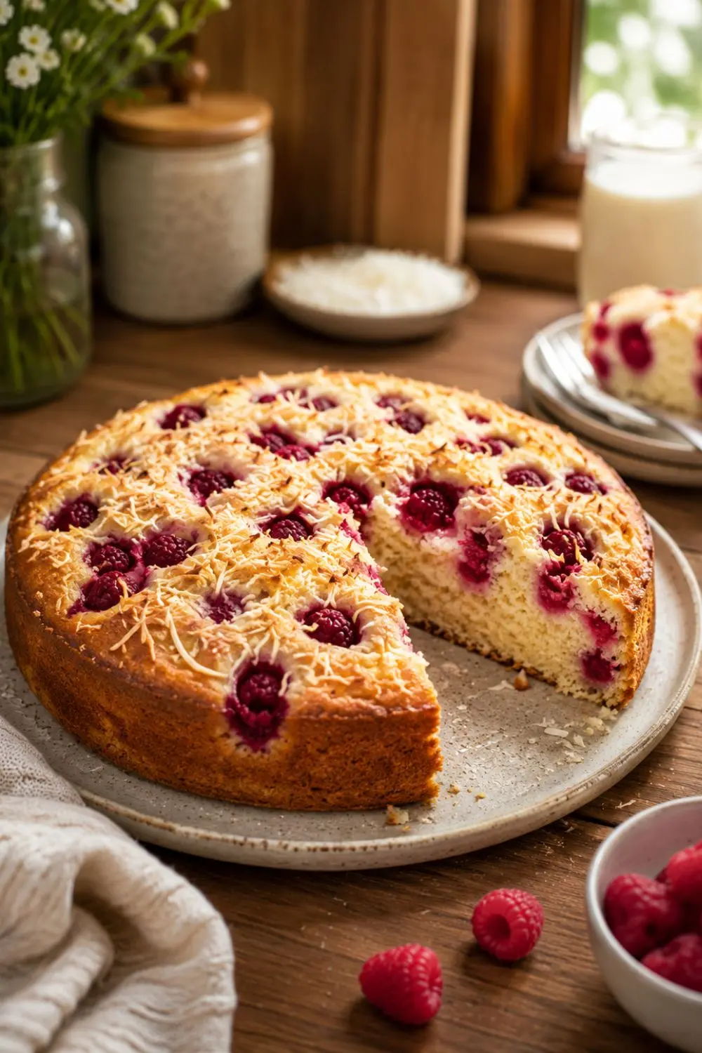 Vegan Almond Raspberry Cake