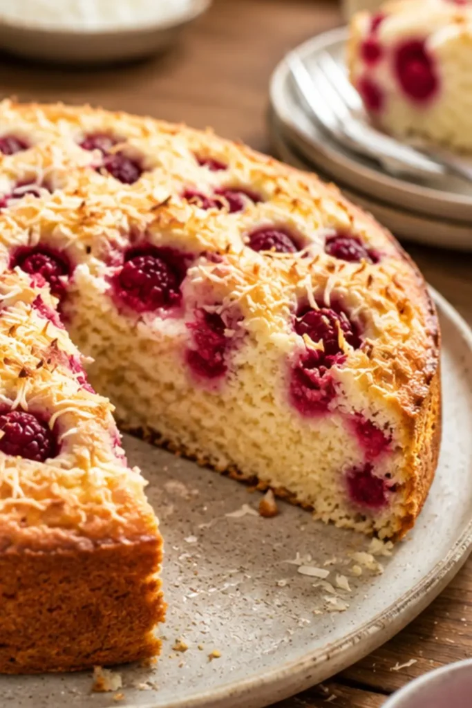 Vegan Almond Raspberry Cake