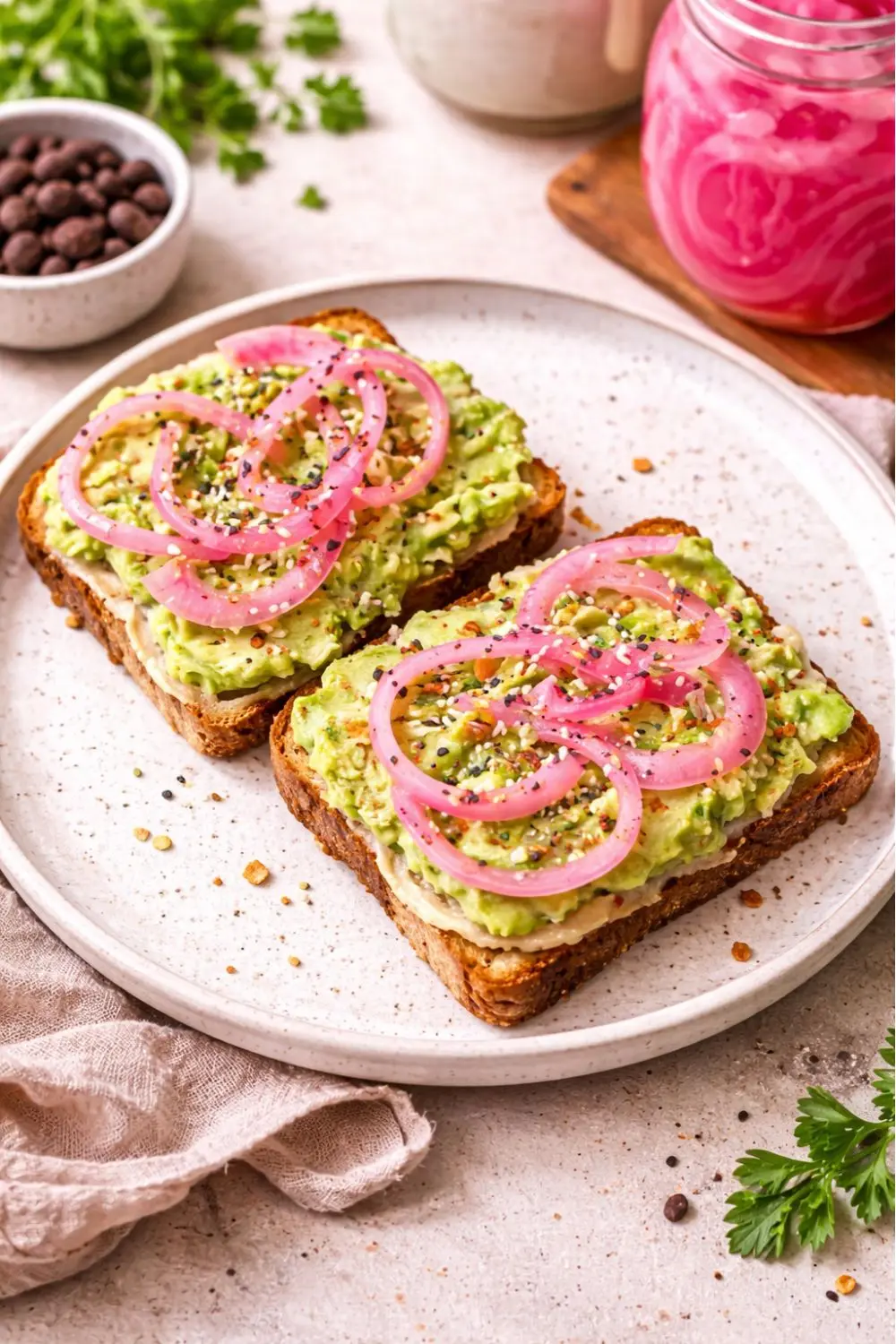 Vegan Avocado Toast with Pickled Red Onion